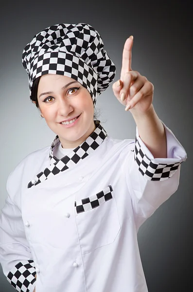 Mulher cozinheiro isolado no branco — Fotografia de Stock