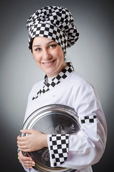 Mujer cocinero aislado en el blanco —  Fotos de Stock