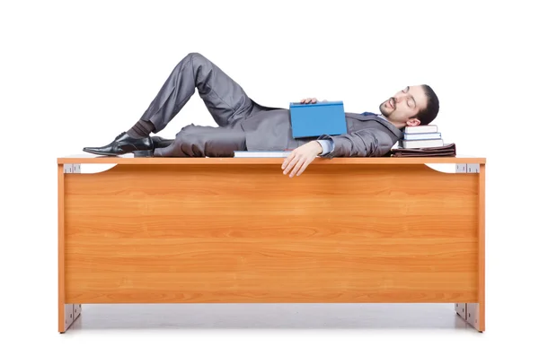 Affärsman sova vid detta skrivbord — Stockfoto