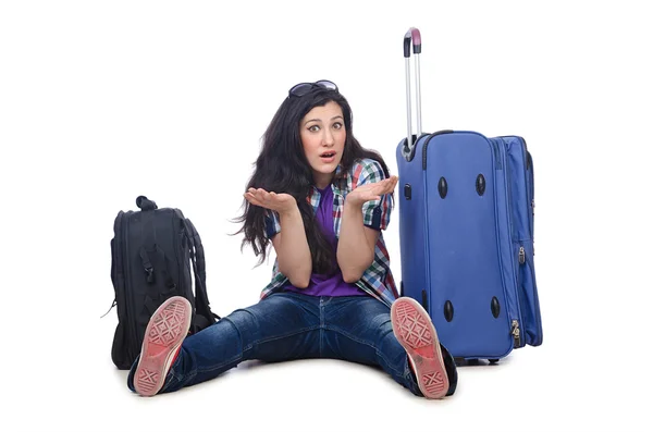 Девушка готовится к путешествию в отпуск Лицензионные Стоковые Изображения