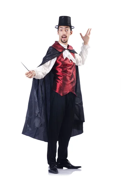 Magician isolated on the white background — Stock Photo, Image