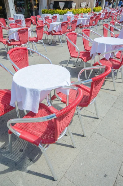 Empty tables of street cafe — Stock Photo, Image