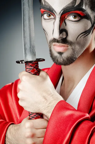 Japonský herec s mečem — Stock fotografie