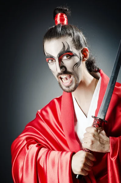 Japanese actor with sword — Stock Photo, Image