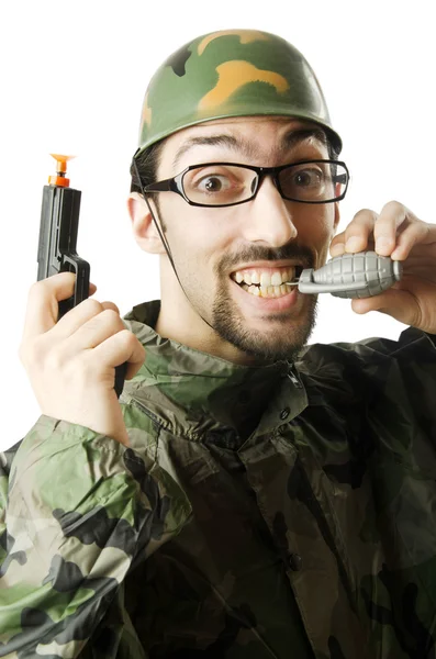 Soldato divertente nel concetto di umorismo — Foto Stock