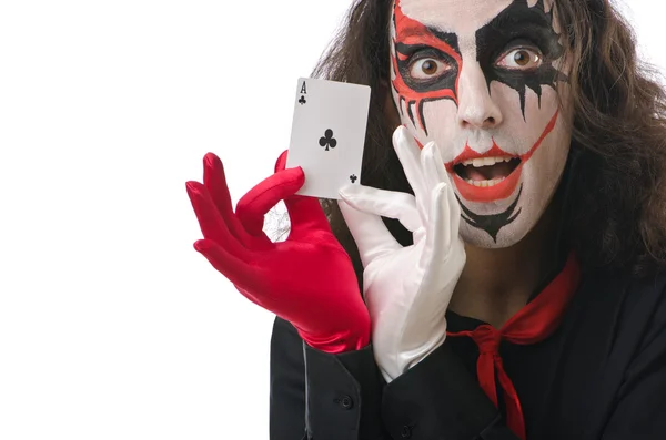 Joker con cartas aisladas en blanco —  Fotos de Stock