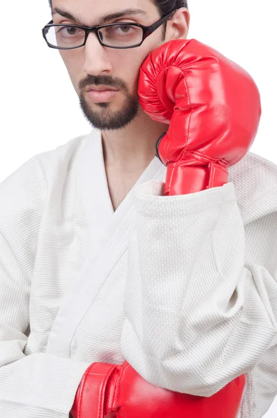 Karate combattente isolato sul bianco — Foto Stock