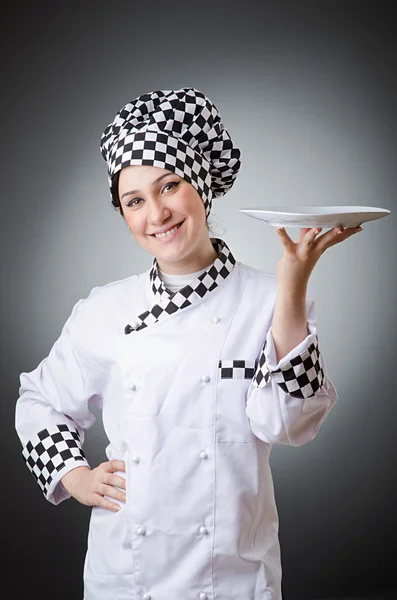 Kobieta kucharz izolowany na białym — Zdjęcie stockowe