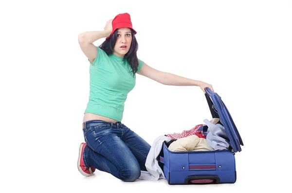 Mädchen packen für den Urlaub — Stockfoto