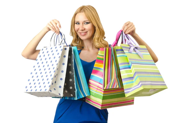 Attraktives Mädchen mit Einkaufstaschen — Stockfoto