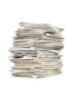 Pile of papers on white clipart