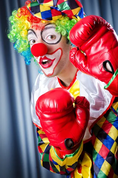 小丑与拳击手套 — 图库照片