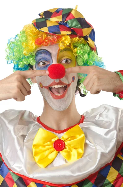 Lustiger Clown auf dem weißen — Stockfoto