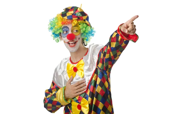 Rolig clown på vita — Stockfoto