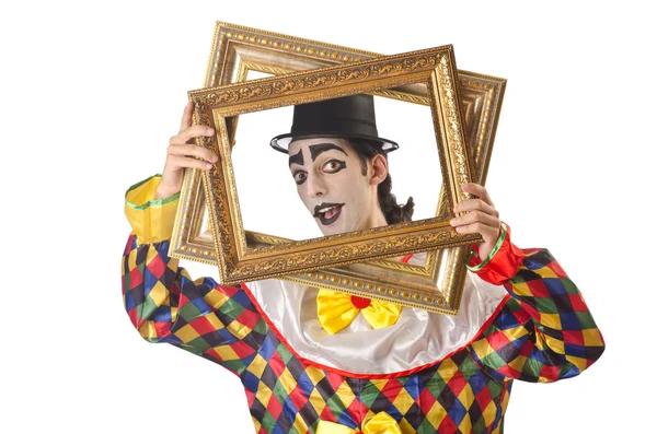 Trauriger Clown auf dem Weißen — Stockfoto