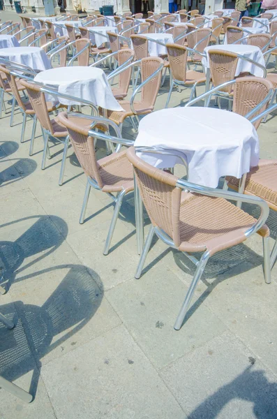 Empty tables of street cafe — Stock Photo, Image