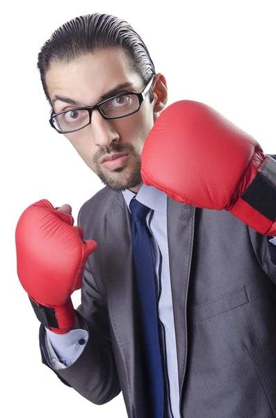 Businessman in boxing concept on white — Stock Photo, Image
