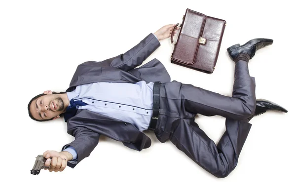 Мертвый бизнесмен на полу — стоковое фото