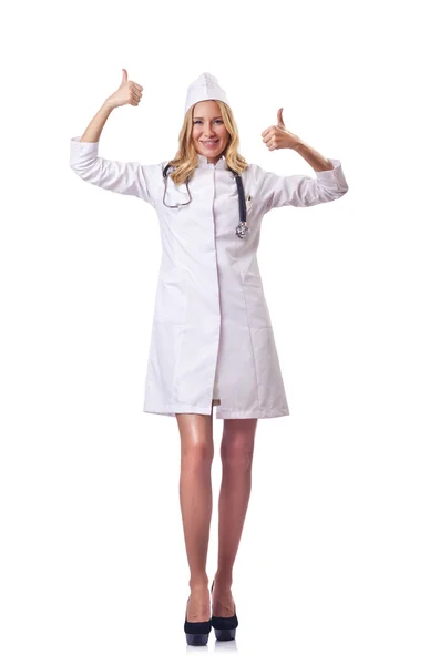 Attrattiva donna medico isolato su bianco — Foto Stock