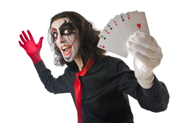 Joker con tarjetas en el estudio de rodaje —  Fotos de Stock