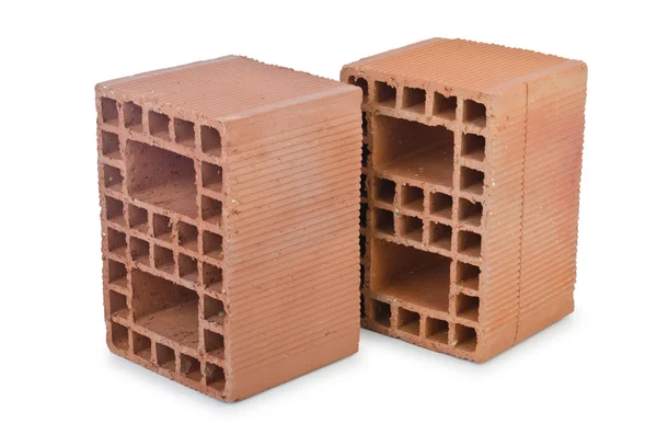 Clay bricks isolated on the white — Stock Photo, Image