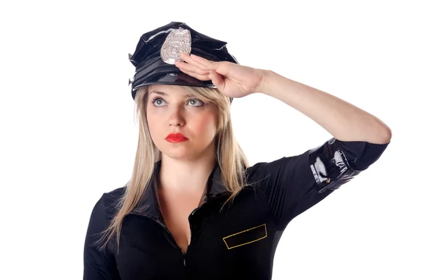 Donna polizia isolato su bianco — Foto Stock