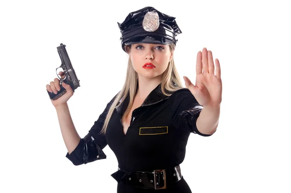 白で隔離される女性警察 — ストック写真