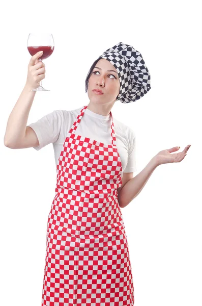 Mujer cocinero aislado en el blanco —  Fotos de Stock