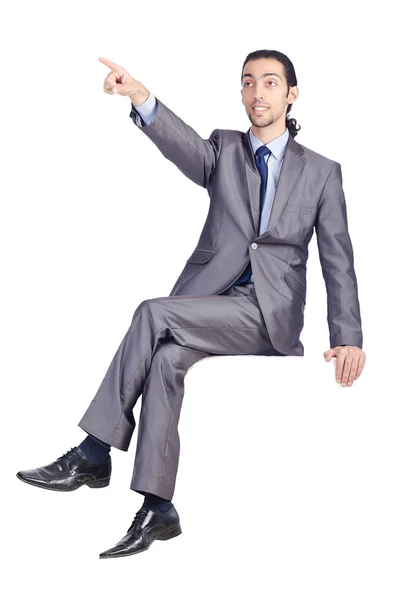 Человек сидит на виртуальном стуле — стоковое фото