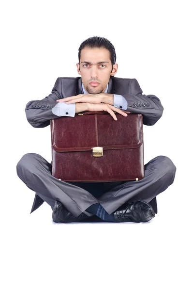 Hombre con maletín en blanco —  Fotos de Stock
