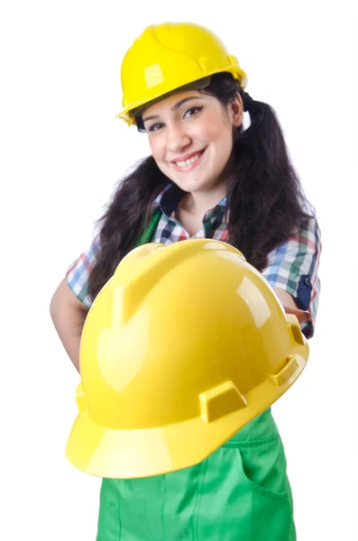 Woman worker on white — Stock Photo, Image