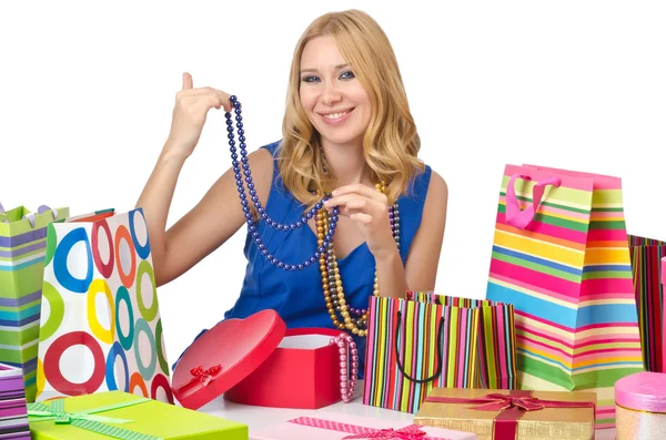 Chica atractiva con bolsas de compras — Foto de Stock