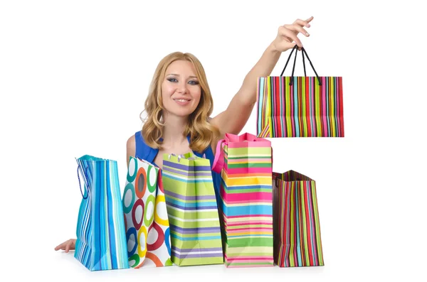 Attraktives Mädchen mit Einkaufstaschen — Stockfoto
