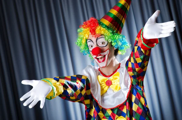 Grappige clown in studio schieten Rechtenvrije Stockafbeeldingen