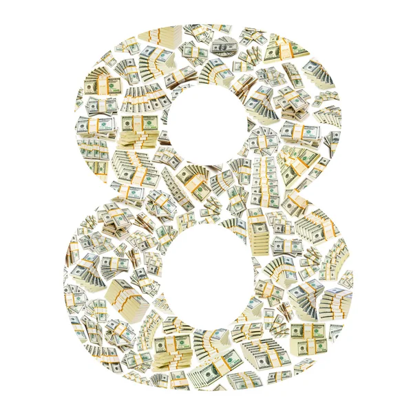 Numbers made from dollar stacks — Stock Photo, Image