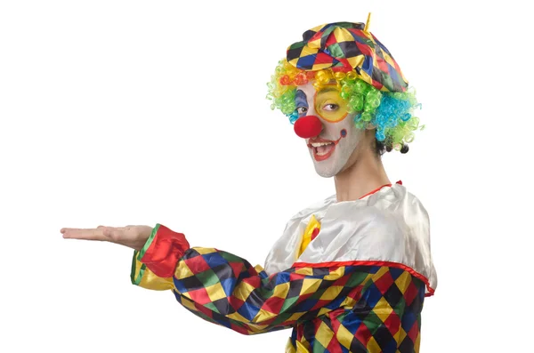 Legrační klaun na bílé — Stock fotografie