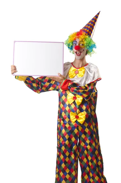 Смешной клоун на белом — стоковое фото