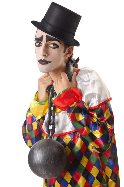 Sad clown on the white — Stock Photo, Image
