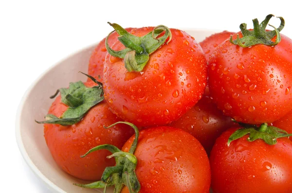Taze domates üzerinde beyaz izole — Stok fotoğraf