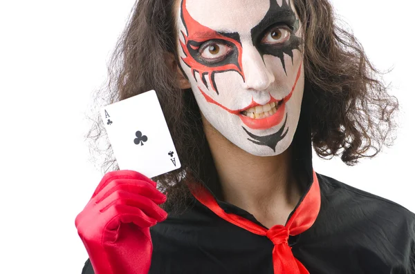 Joker with cards isolated on white — Stockfoto