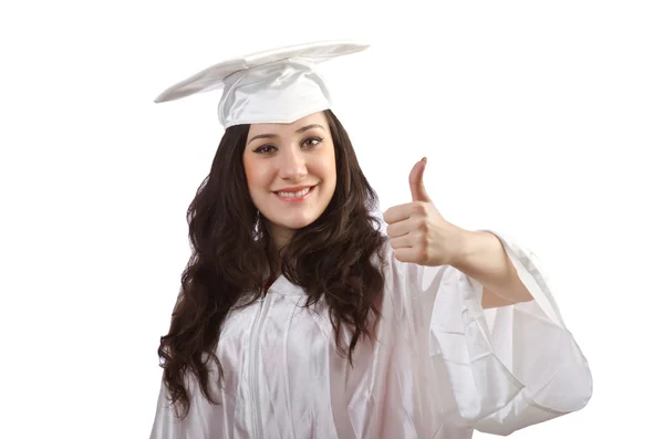 Glücklich Absolvent auf weißem Hintergrund — Stockfoto