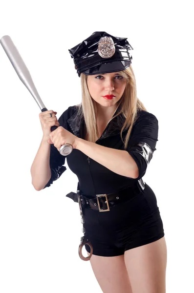 Beyaz izole kadın polis — Stok fotoğraf