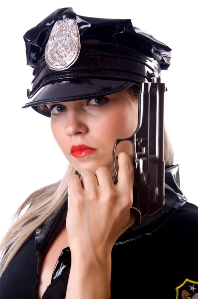 Femme police isolé sur blanc — Photo