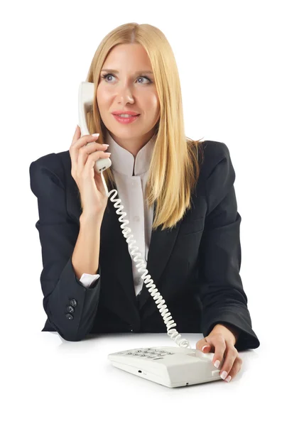 Kvinnan pratar i telefonen — Stockfoto