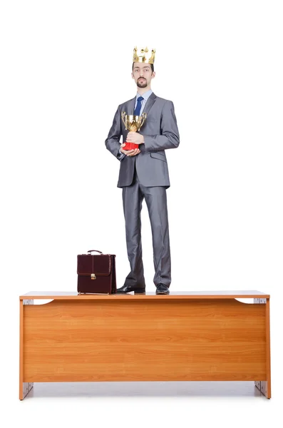 Üzletember koronával elszigetelt fehér — Stock Fotó
