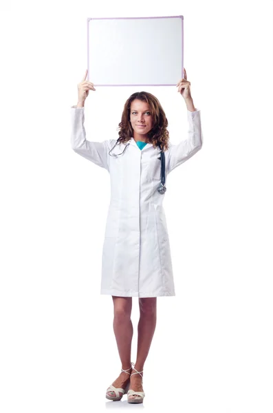 Médico mujer con tablero en blanco — Foto de Stock