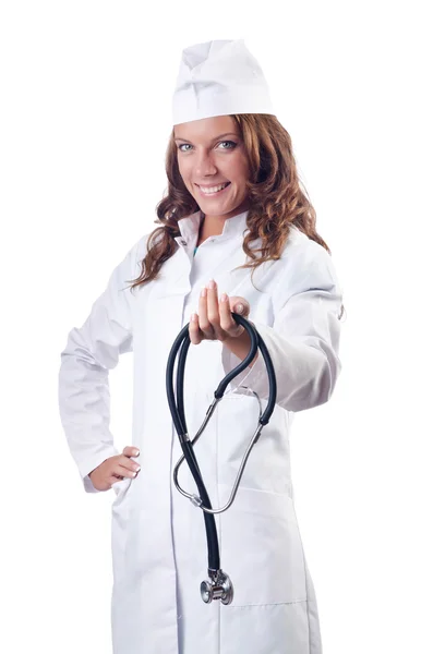 Atractivo médico mujer aislado en blanco —  Fotos de Stock