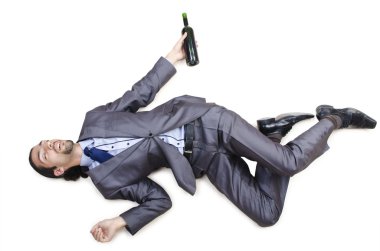 Drunk businessman on the floor clipart