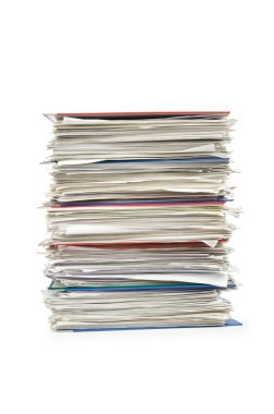 Pile of papers on white clipart