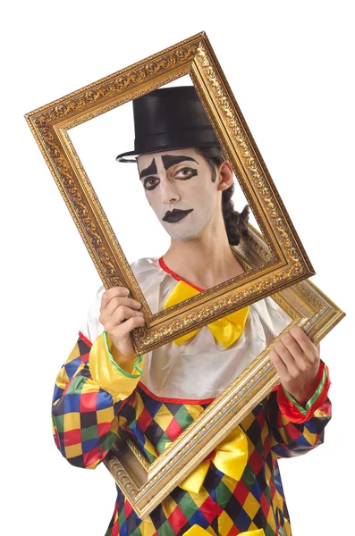 Triste clown sur le blanc — Photo